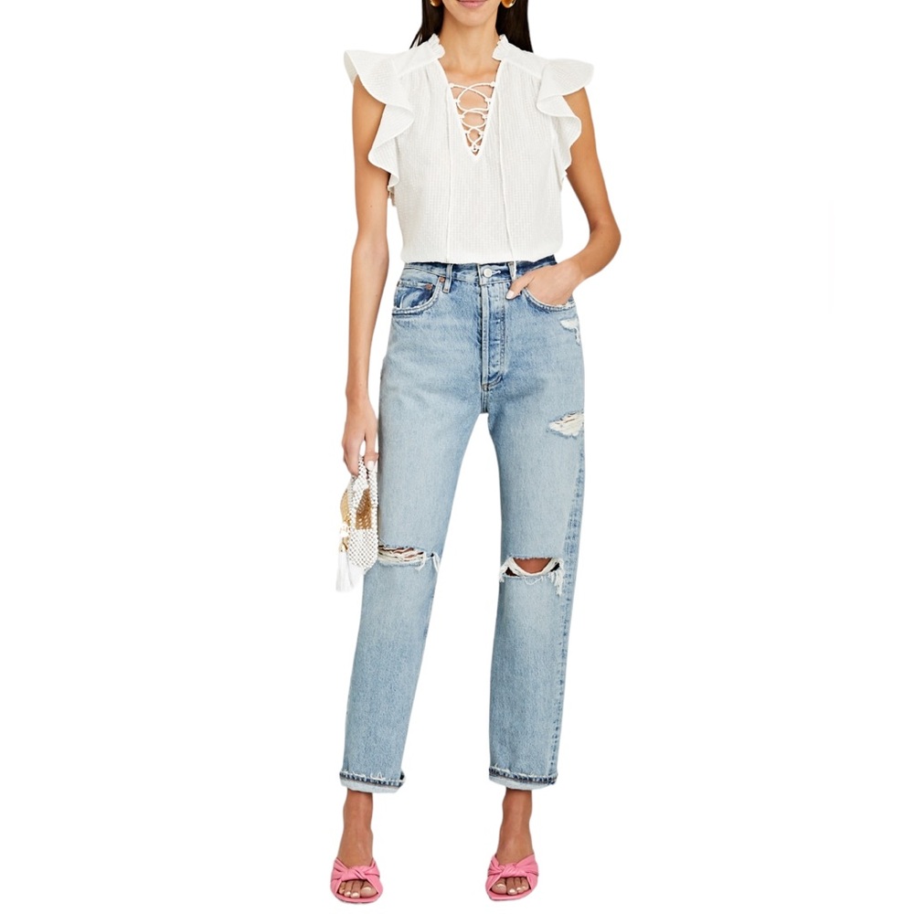 INTERMIX White Ruffle Blouse - Picture 2 of 13